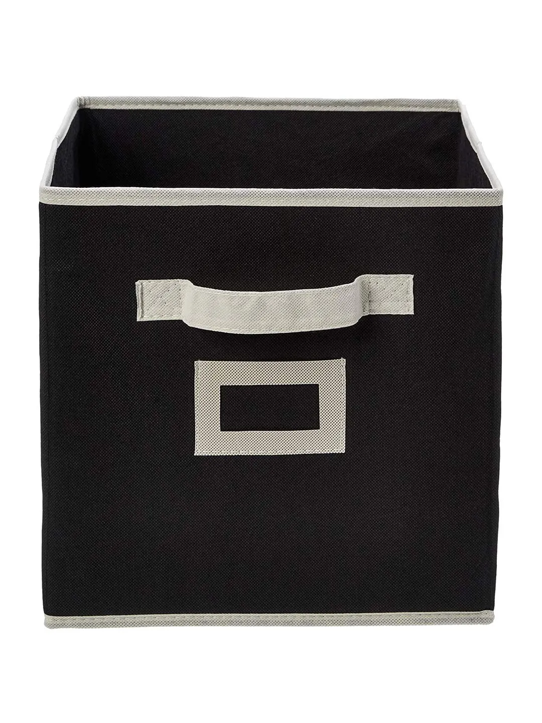 Kuber Industries KUBMART1853 Non Woven Fabric 2 Pieces Foldable Small Size Storage Cube Toy, Books, Shoes Storage Box with Handle, Extra Small (Black) Square