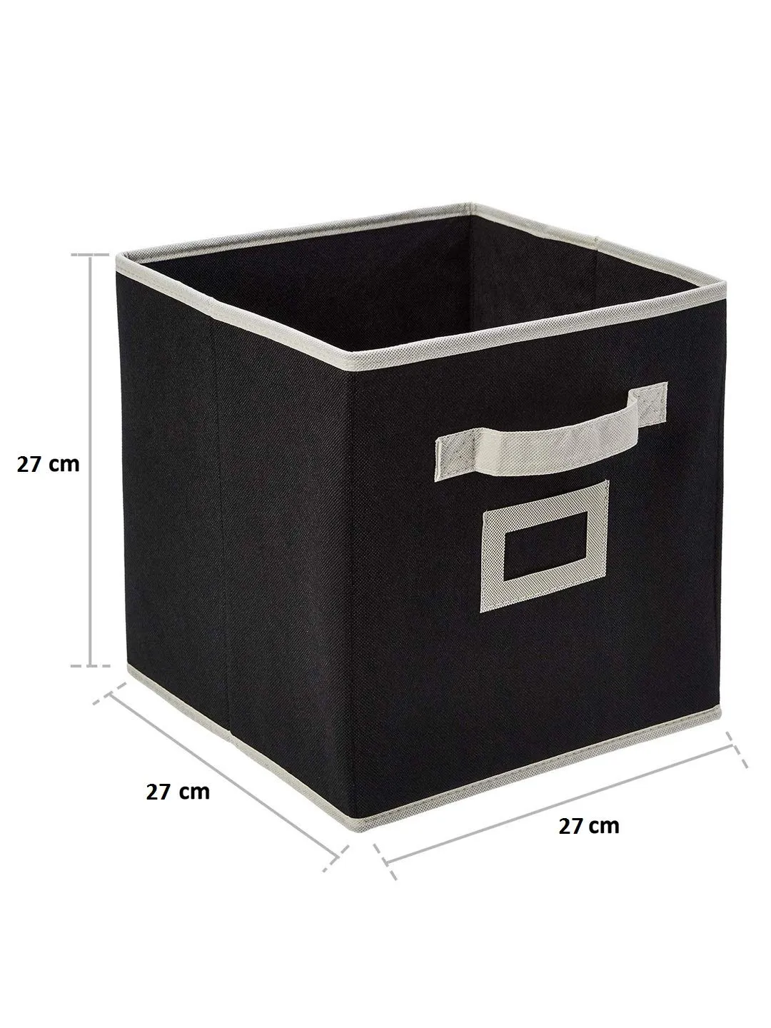 Kuber Industries KUBMART1853 Non Woven Fabric 2 Pieces Foldable Small Size Storage Cube Toy, Books, Shoes Storage Box with Handle, Extra Small (Black) Square