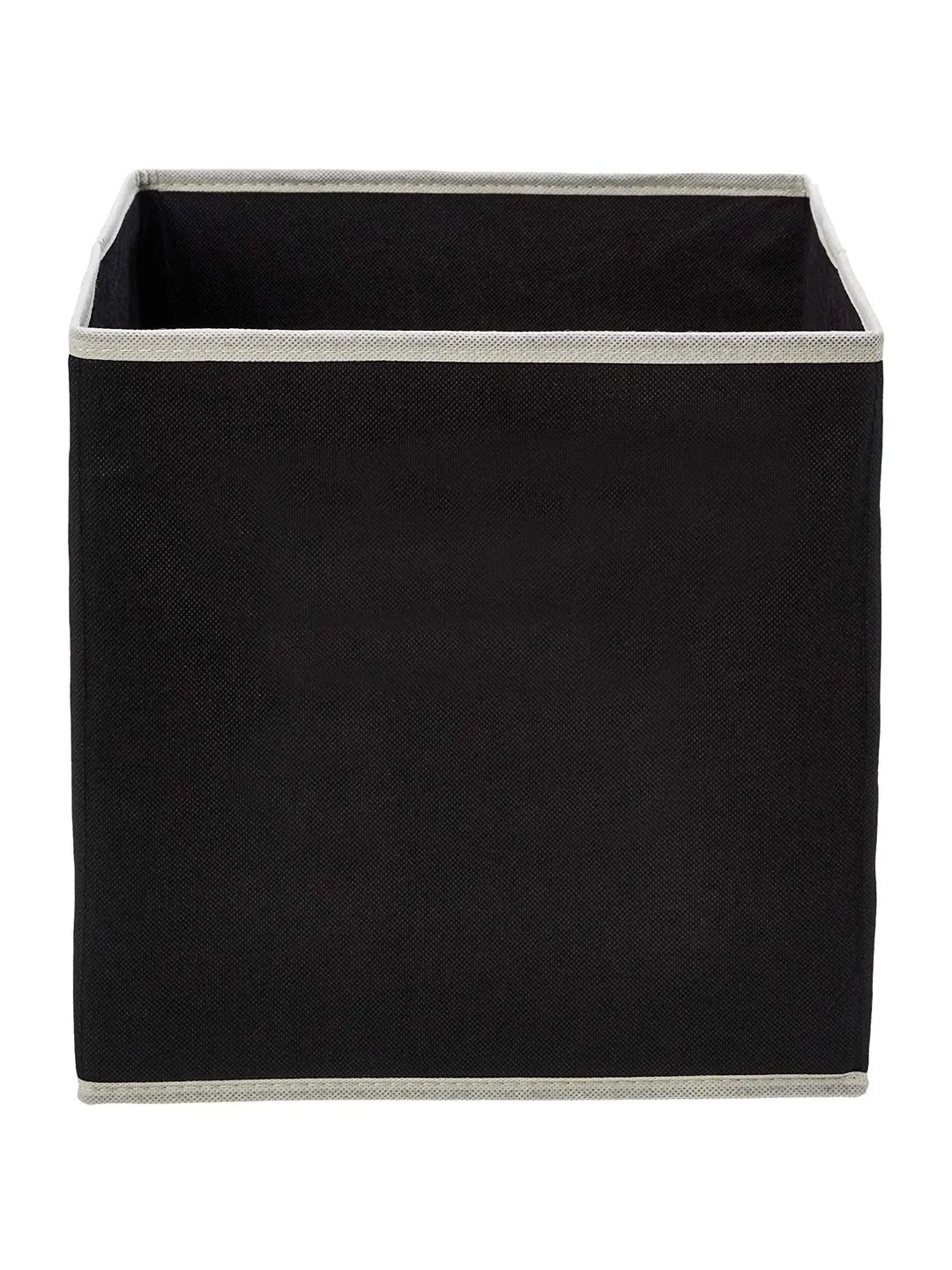 Kuber Industries KUBMART1853 Non Woven Fabric 2 Pieces Foldable Small Size Storage Cube Toy, Books, Shoes Storage Box with Handle, Extra Small (Black) Square