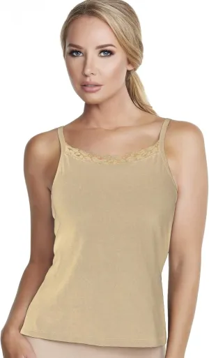 Lace Trim High Neck Camisole with Underwire Bra