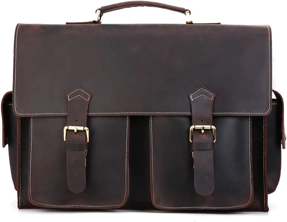 Laptop Bag Crazy Horse Leather Shoulder Bag for Men Business Briefcase