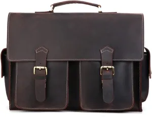 Laptop Bag Crazy Horse Leather Shoulder Bag for Men Business Briefcase