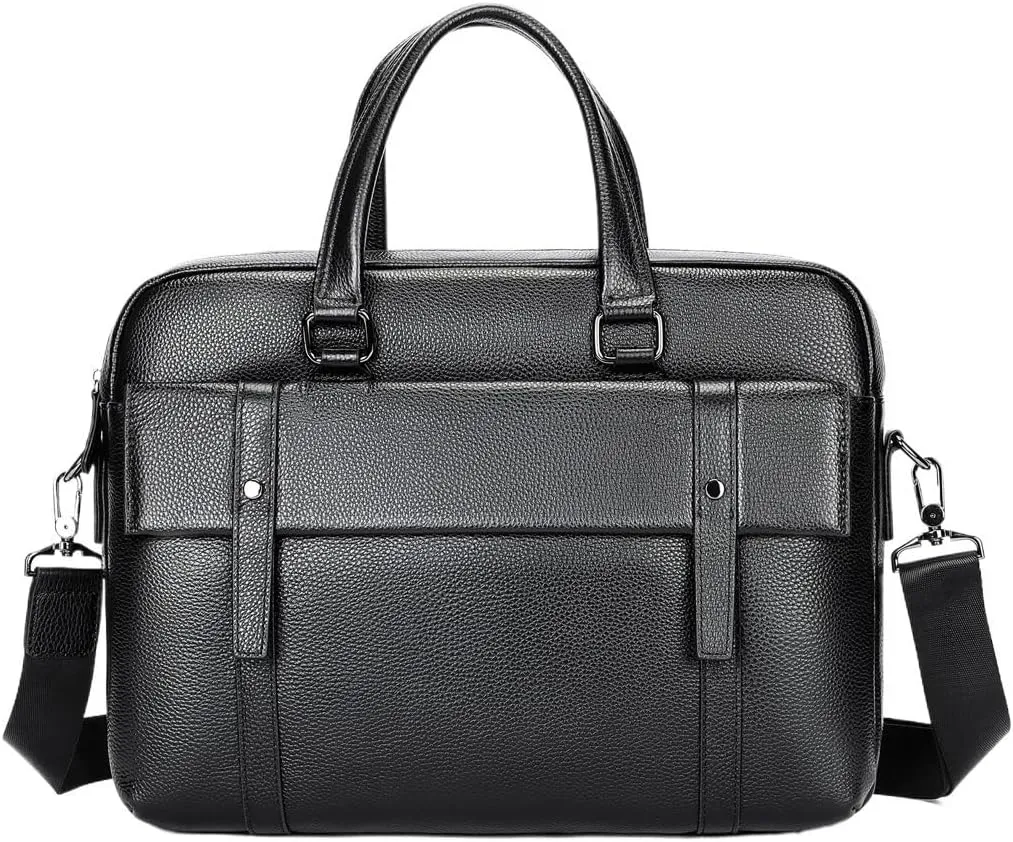 Leather Briefcase for Men Horizontal Large Capacity Business Handbag Computer Bag Crossbody Business Bags