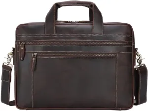 Leather Briefcase for Men Laptop Bag Large Capacity Business Single Shoulder Crossbody Briefcase