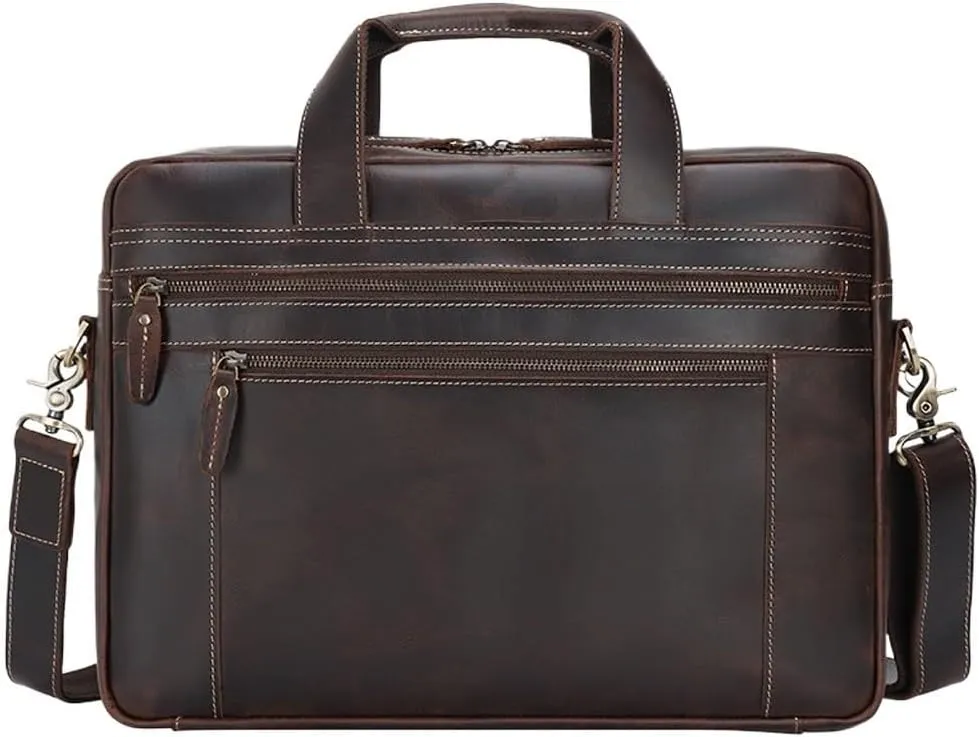 Leather Briefcase for Men Laptop Bag Large Capacity Business Single Shoulder Crossbody Briefcase
