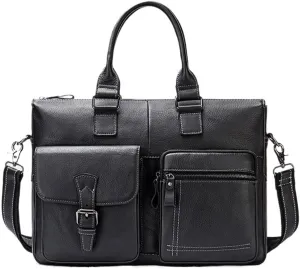 Leather Briefcase for Men Laptop Bag Men's Large Capacity Single Shoulder Top Layer Cowhide Business Briefcase