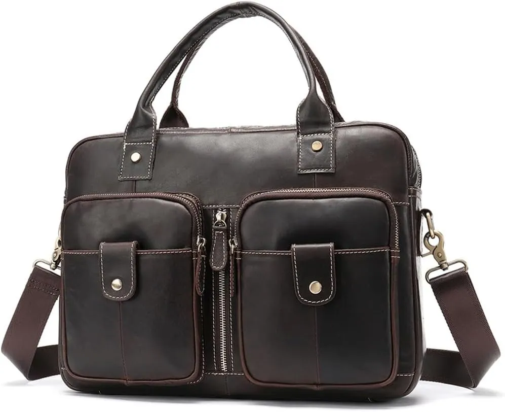 Leather Briefcase for Men Men's Briefcase Casual Business First Layer Cowhide Tote Shoulder Bag