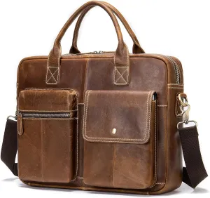 Leather Briefcase for Men Men's Tote Business Briefcase Briefcase Shoulder Body Bag Vintage File Bag