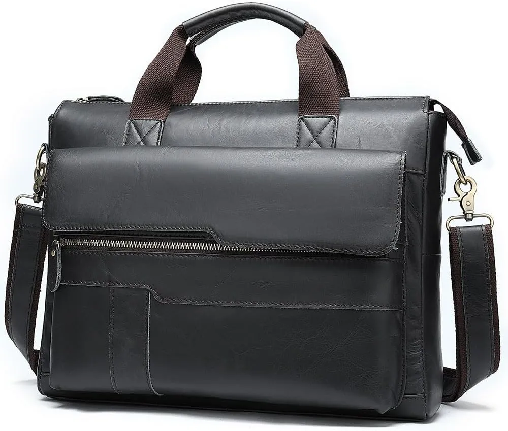 Leather Briefcase for Men Top Layer Cowhide Computer Business Briefcase Men's Tote Shoulder Crossbody Bag