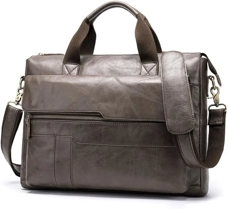 Leather Briefcase for Men Top Layer Cowhide Computer Business Briefcase Men's Tote Shoulder Crossbody Bag