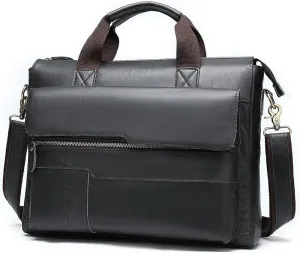 Leather Briefcase for Men Top Layer Cowhide Computer Business Briefcase Men's Tote Shoulder Crossbody Bag