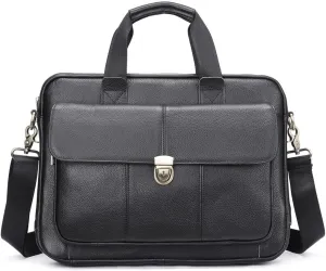 Leather Briefcase for Men Vintage Tote Large Capacity Business Laptop Bag Portable Briefcase