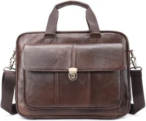 Leather Briefcase for Men Vintage Tote Large Capacity Business Laptop Bag Portable Briefcase