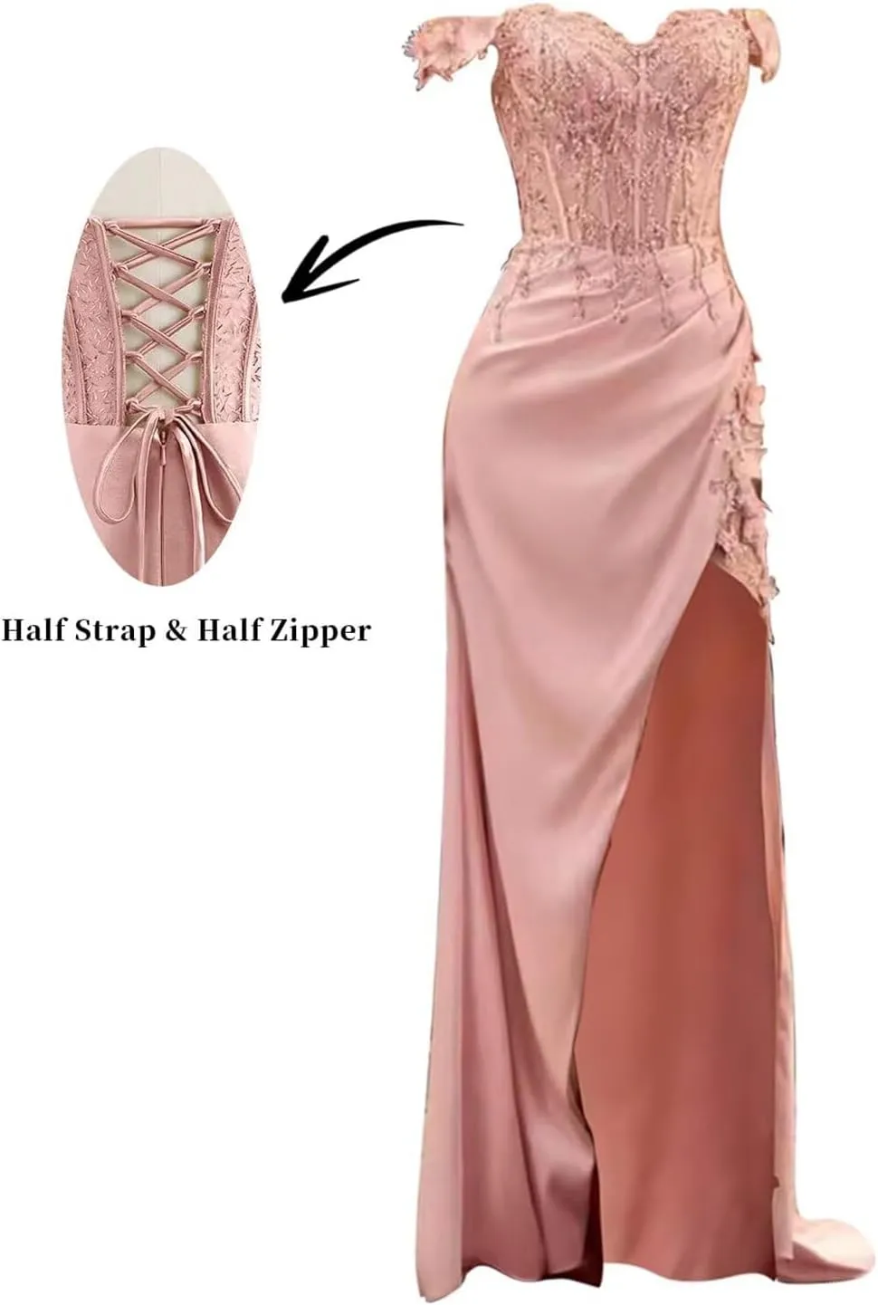 Lindo Novia Satin Mermaid Prom Dresses 2025 Lace Appliques Formal Gowns Evening Dresses for Women with Slit P1012