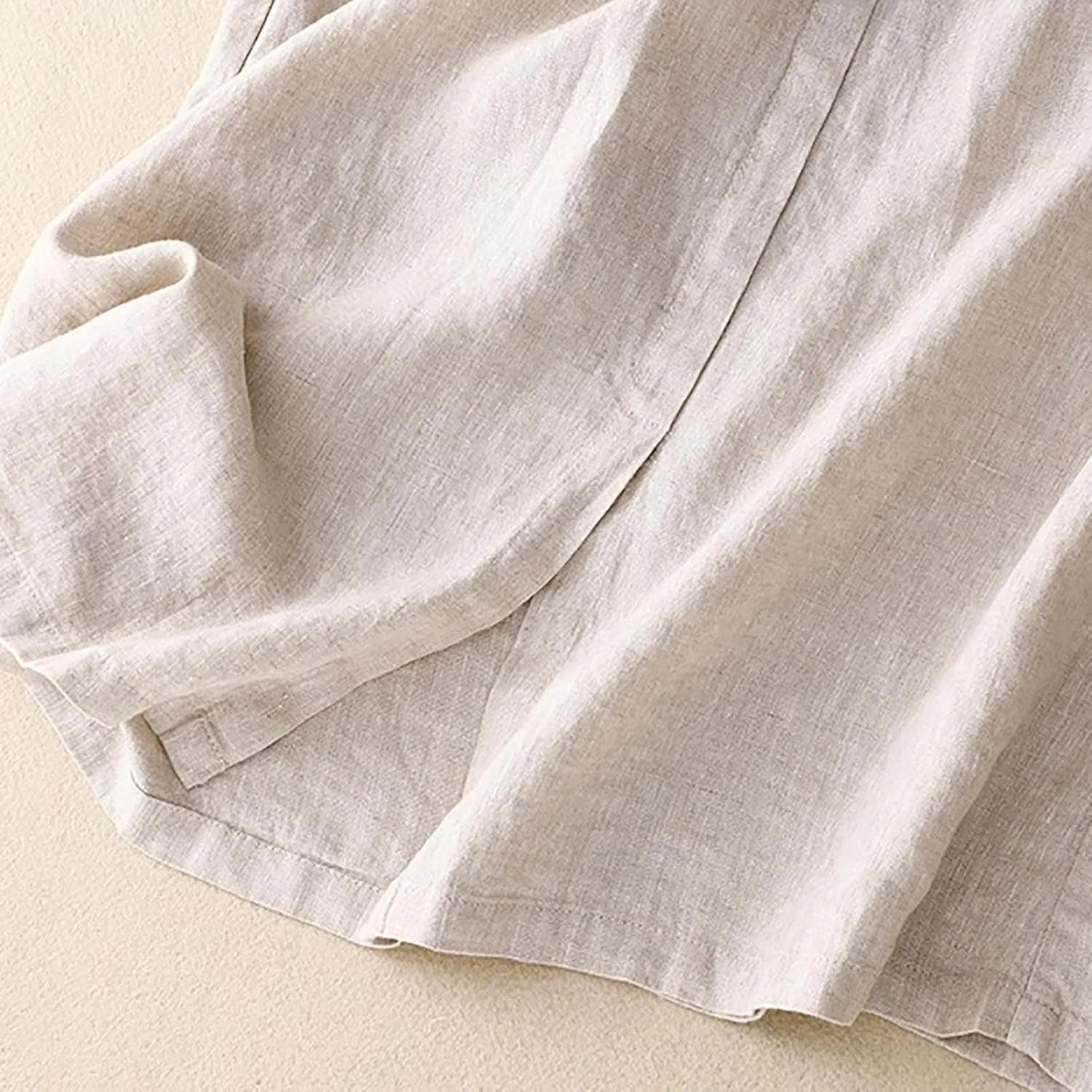 Linen Skirts for Women Summer A Linen Skirts with Pocket Elastic Waist Drawstring Skirt Casual Button Down Midi Skirt