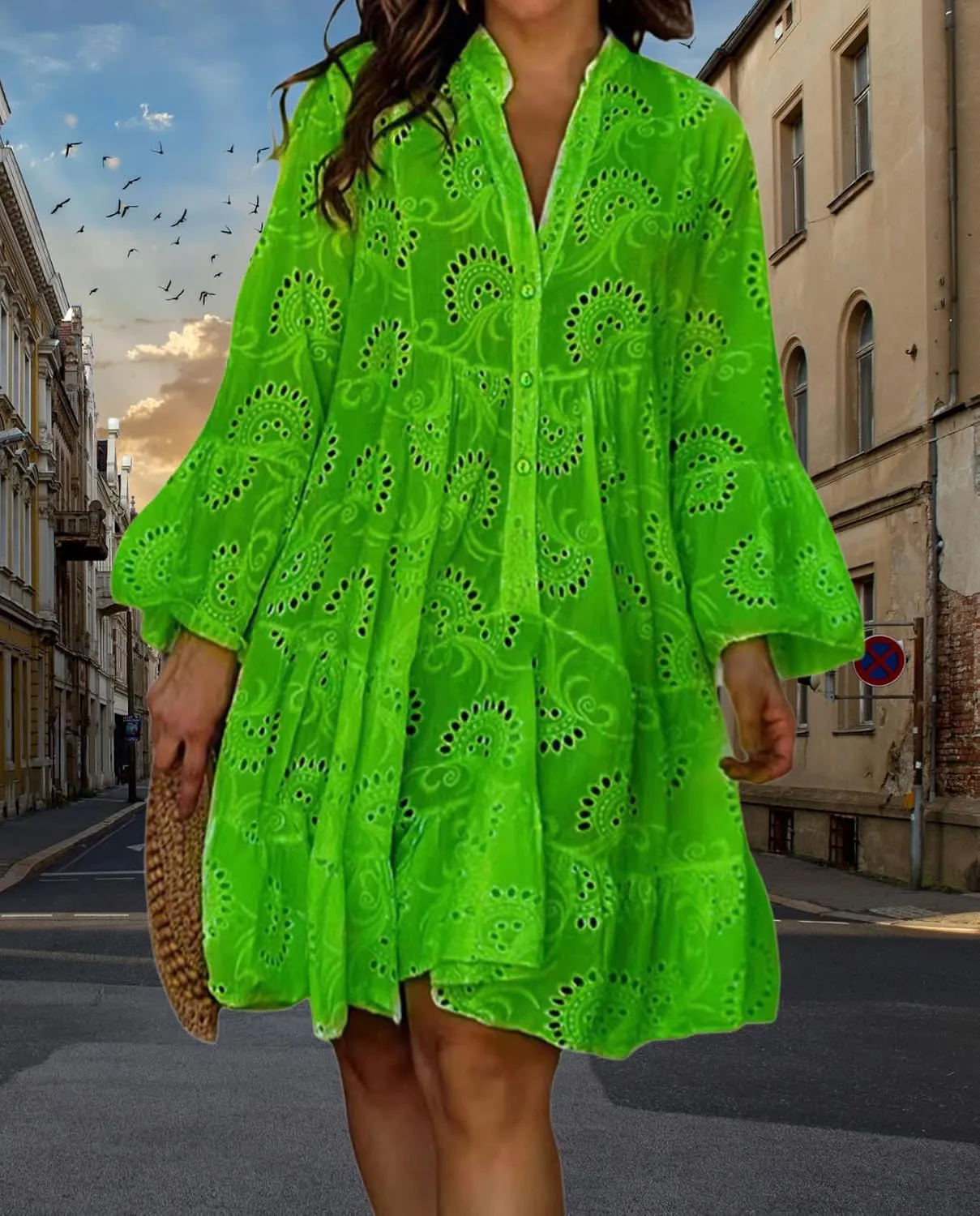 Linen Summer Dress for Women 2025 Boho Beach Vacation Outfit Smocked Wrap Maxi Sundress Plus