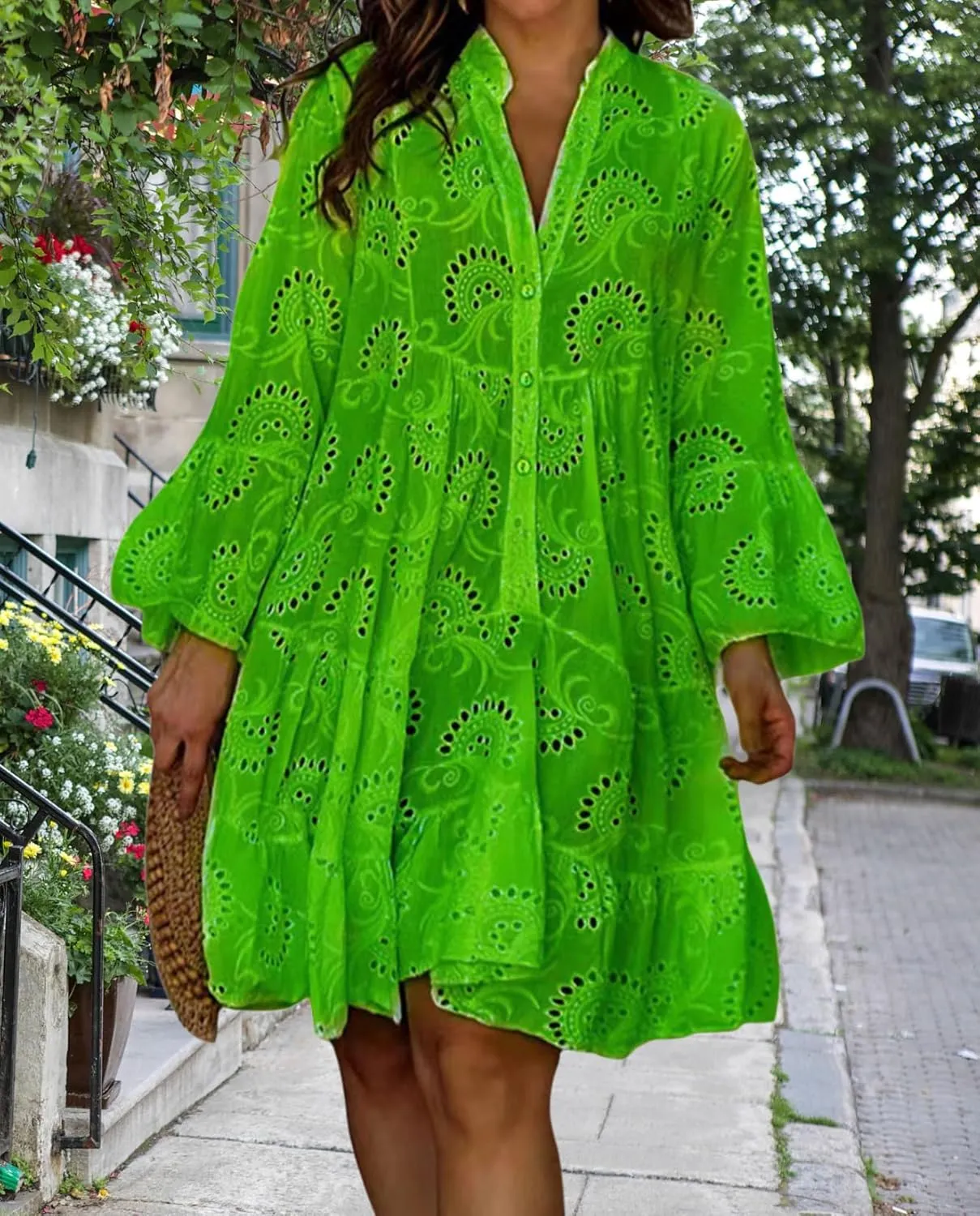Linen Summer Dress for Women 2025 Boho Beach Vacation Outfit Smocked Wrap Maxi Sundress Plus