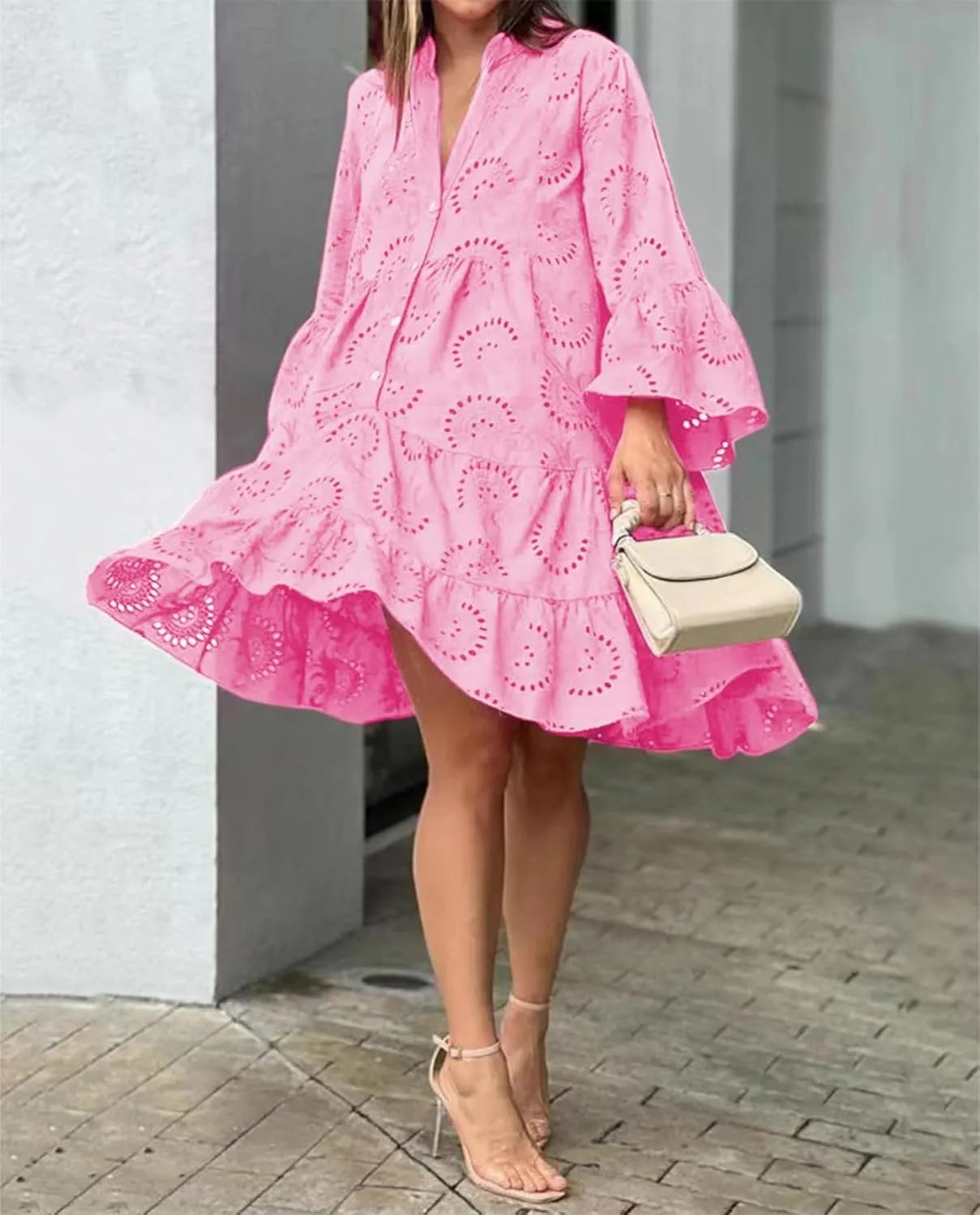 Linen Summer Dress for Women 2025 Boho Beach Vacation Outfit Smocked Wrap Maxi Sundress Plus