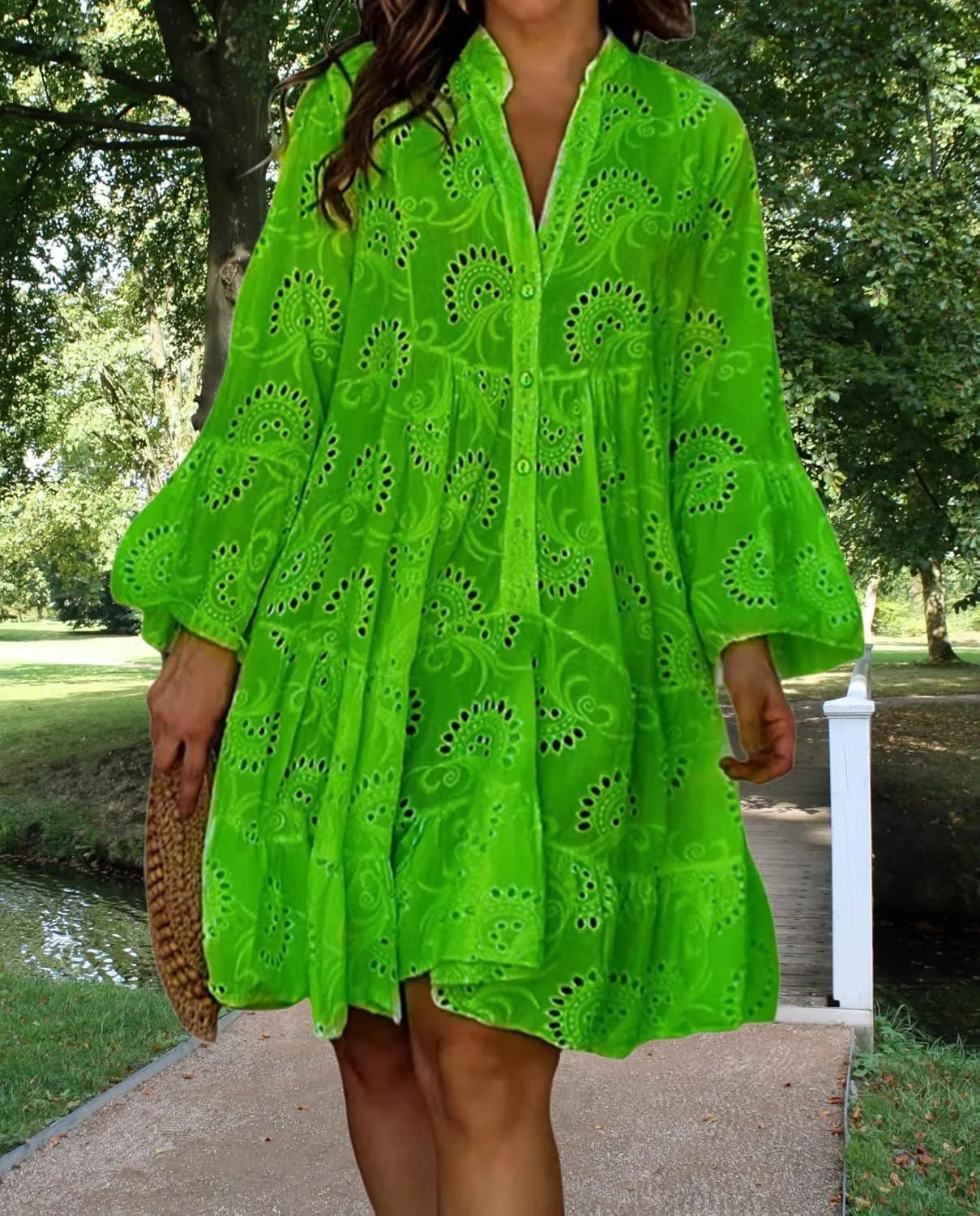 Linen Summer Dress for Women 2025 Boho Beach Vacation Outfit Smocked Wrap Maxi Sundress Plus