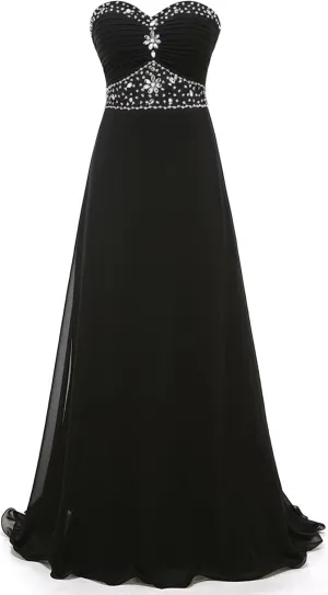 Long Bridesmaid Dresses Chiffon Formal Evening Gowns Prom Dresses Bead Bridesmaid Dress