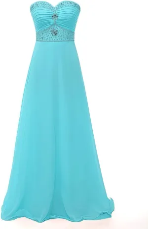 Long Bridesmaid Dresses Chiffon Formal Evening Gowns Prom Dresses Bead Bridesmaid Dress