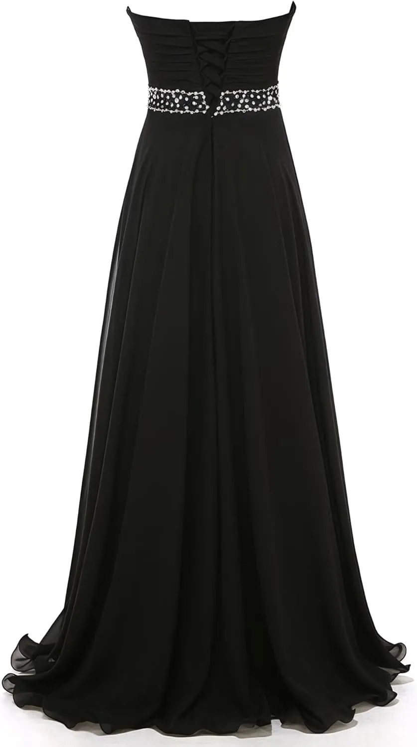 Long Bridesmaid Dresses Chiffon Formal Evening Gowns Prom Dresses Bead Bridesmaid Dress