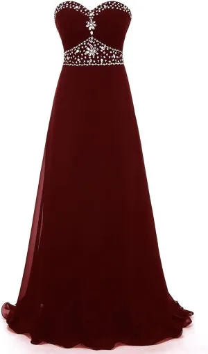 Long Bridesmaid Dresses Chiffon Formal Evening Gowns Prom Dresses Bead Bridesmaid Dress