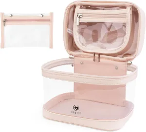 Lychii TSA Approved Toiletry Bag, Clear Travel Bag for Liquids Toiletries, Makeup Cosmetic Bag Organizer, Carry on Travel Accessories Essentials - Pink