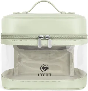 Lychii TSA Approved Toiletry Bag, Clear Travel Bag for Liquids Toiletries, Makeup Cosmetic Bag Organizer, Carry on Travel Accessories Essentials - Sage Green