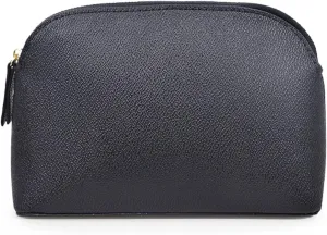 Makeup Pouch for Purse, Waterproof Cosmetic Organizer Bag Pu Leather Travel Pouch (Black)