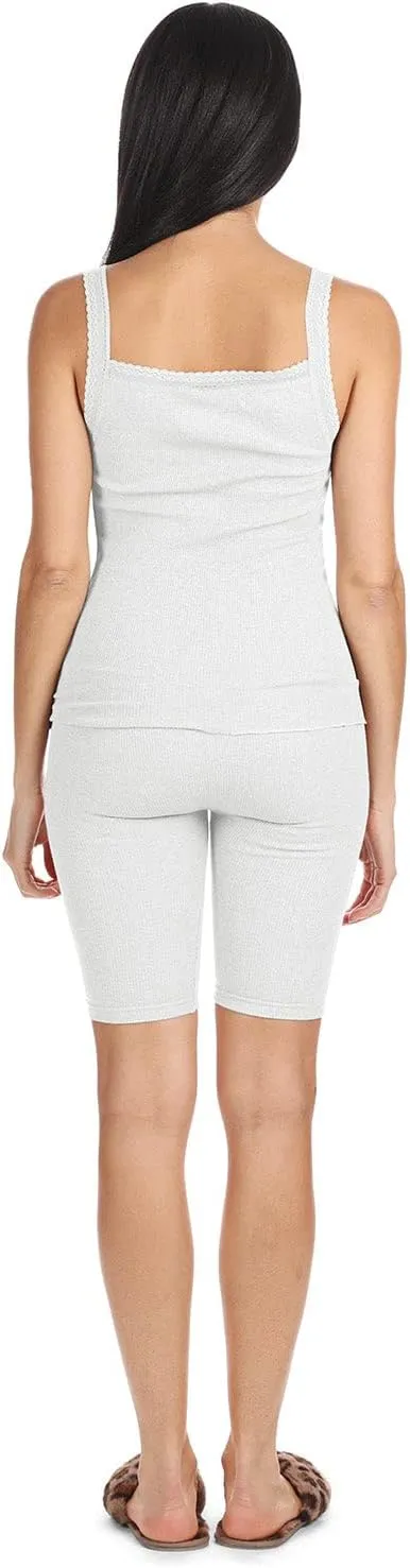 MeMoi Women's Organic Cotton Seamless Ribbed Lace Camisole