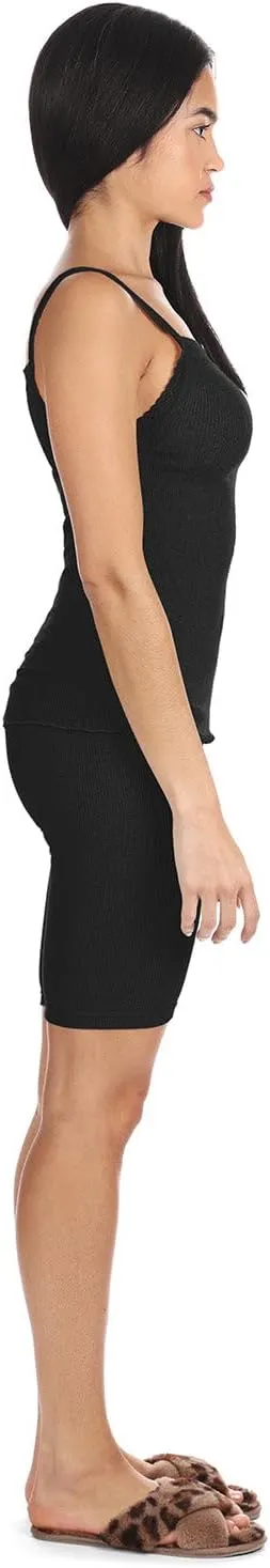 MeMoi Women's Organic Cotton Seamless Ribbed Lace Camisole