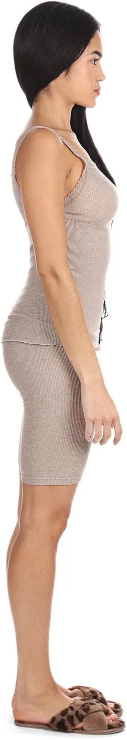 MeMoi Women's Organic Cotton Seamless Ribbed Lace Camisole