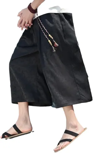 Men Harem Pants Vintage Wide Leg Trousers Male Harajuku Style Hip Hop Men Calf-Length Pants Baggy