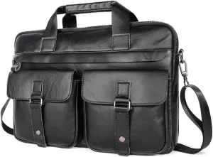 Men Leather Briefcase Computer Handbag Retro Crossbody Shoulder Bag Men's Briefcase Business Bag