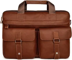 Men Leather Briefcase Computer Handbag Retro Crossbody Shoulder Bag Men's Briefcase Business Bag