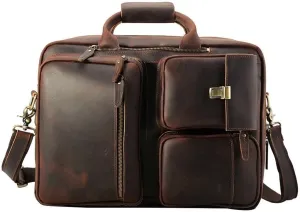 Men Leather Briefcase Men's Business Briefcase Laptop Bag Crazy Horse Leather Shoulder Bag