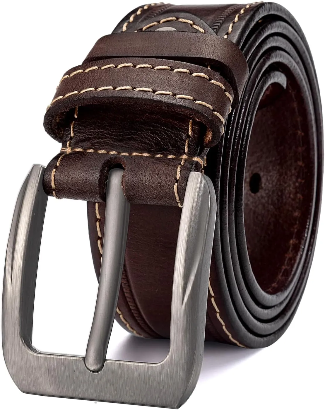 Mens Belts Full Grain Leather Real Italian Material Western Cowboy Belt 1.5 Wide Casual Jean Belt Gift Box Packaging