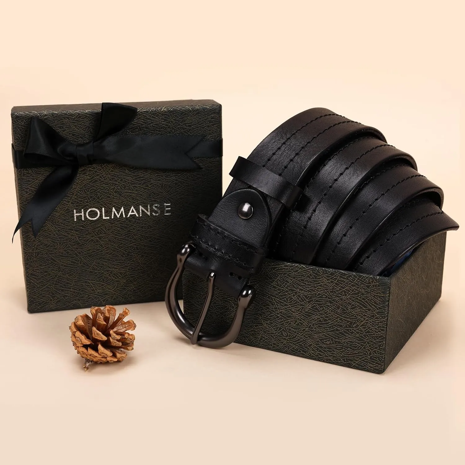 Mens Belts Full Grain Leather Real Italian Material Western Cowboy Belt 1.5 Wide Casual Jean Belt Gift Box Packaging