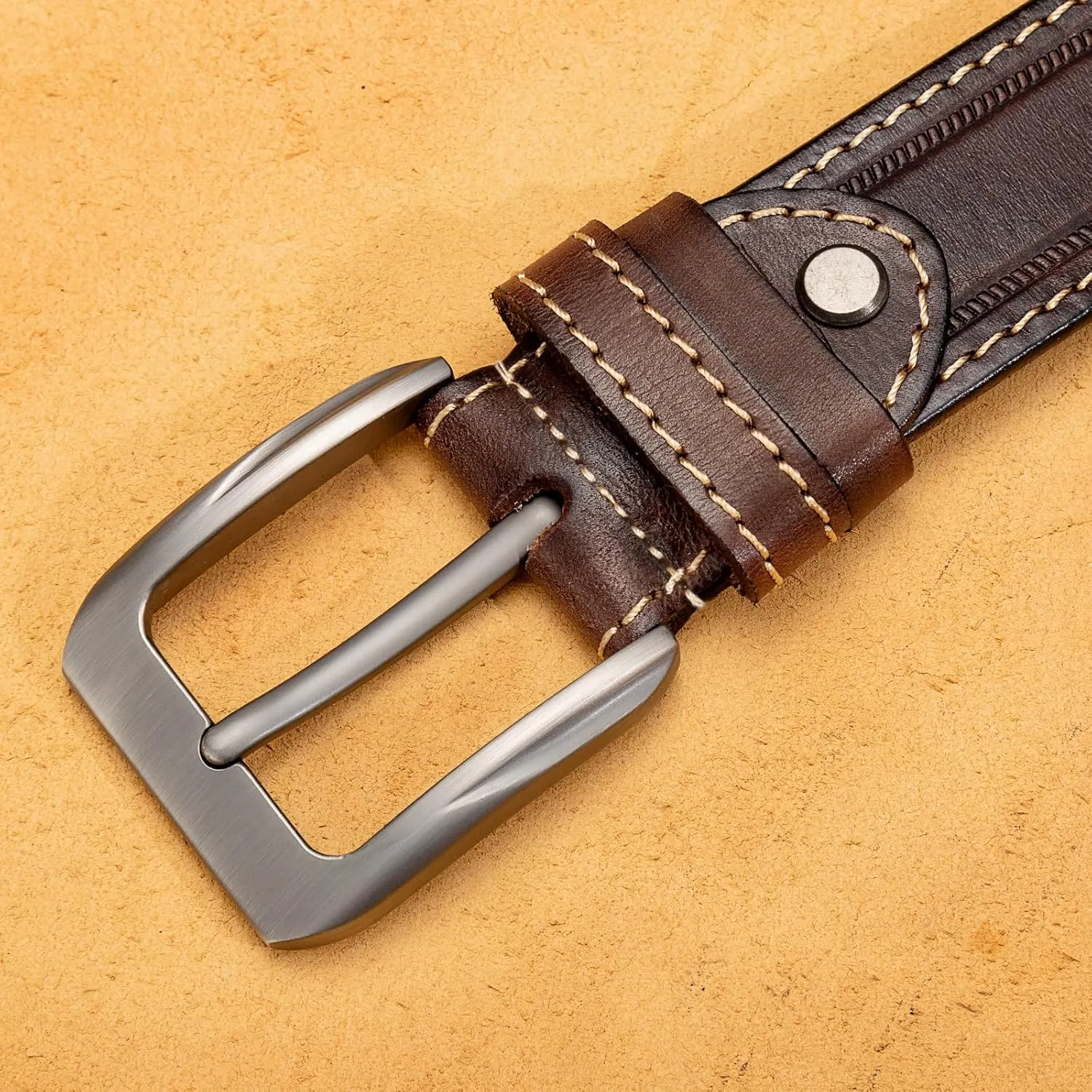 Mens Belts Full Grain Leather Real Italian Material Western Cowboy Belt 1.5 Wide Casual Jean Belt Gift Box Packaging