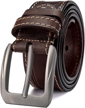 Mens Belts Full Grain Leather Real Italian Material Western Cowboy Belt 1.5 Wide Casual Jean Belt Gift Box Packaging