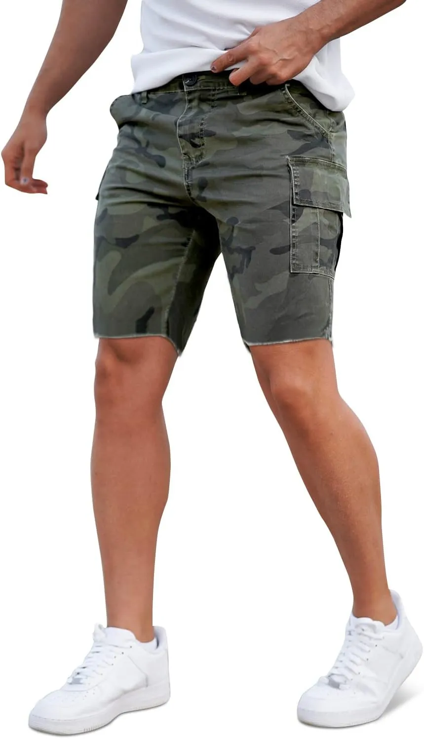 Mens Chino Shorts Slim Fit Plaid Shorts for Men Casual (Green,40)