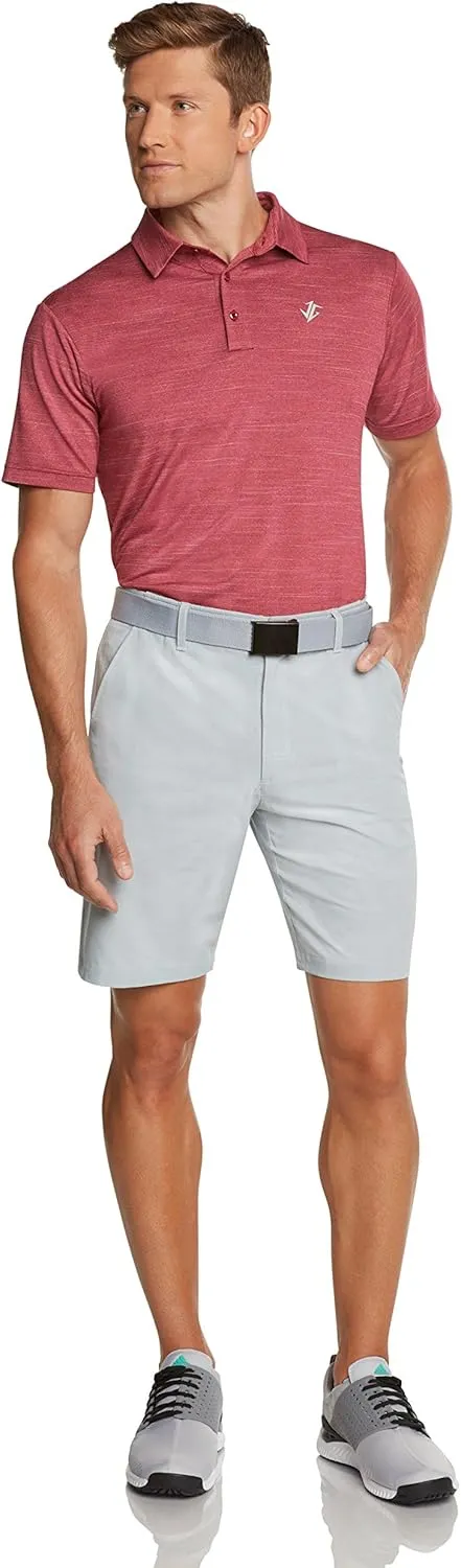Mens Dry Fit Golf Shorts 10 in Inseam - Quick Dry Casual Chinos w/Elastic Waist