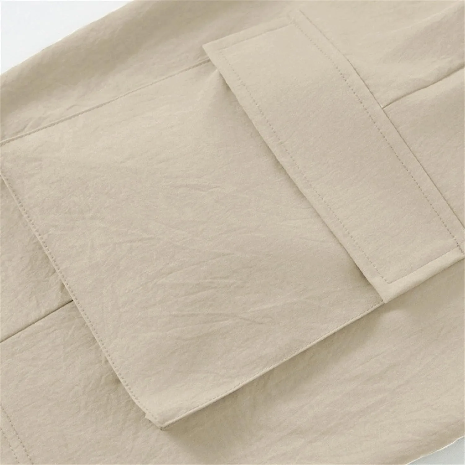Men's Shorts Casual Cotton Linen Elastic Waist Summer Beach Vacation Shorts with Multi-Pocket