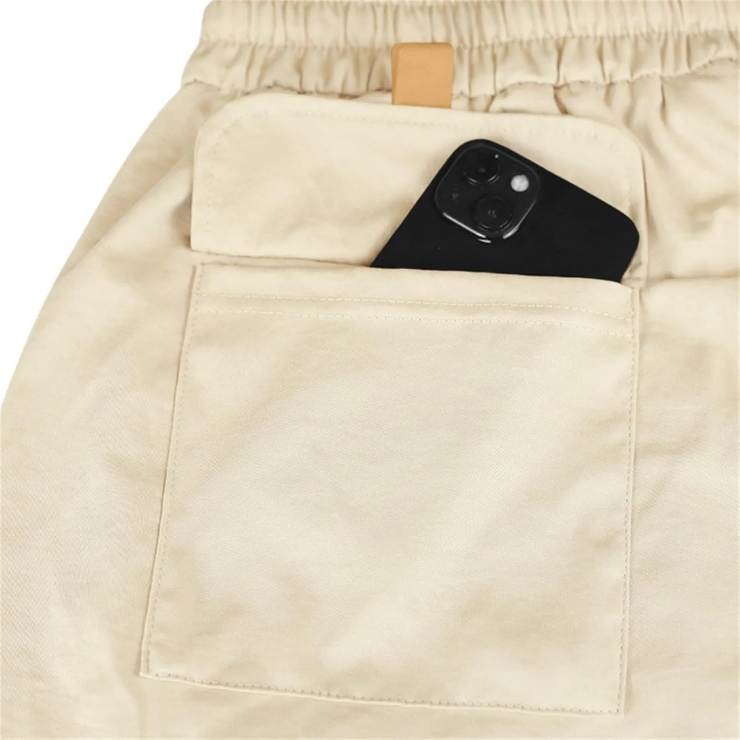 Men's Shorts Casual Cotton Linen Elastic Waist Summer Beach Vacation Shorts with Multi-Pocket