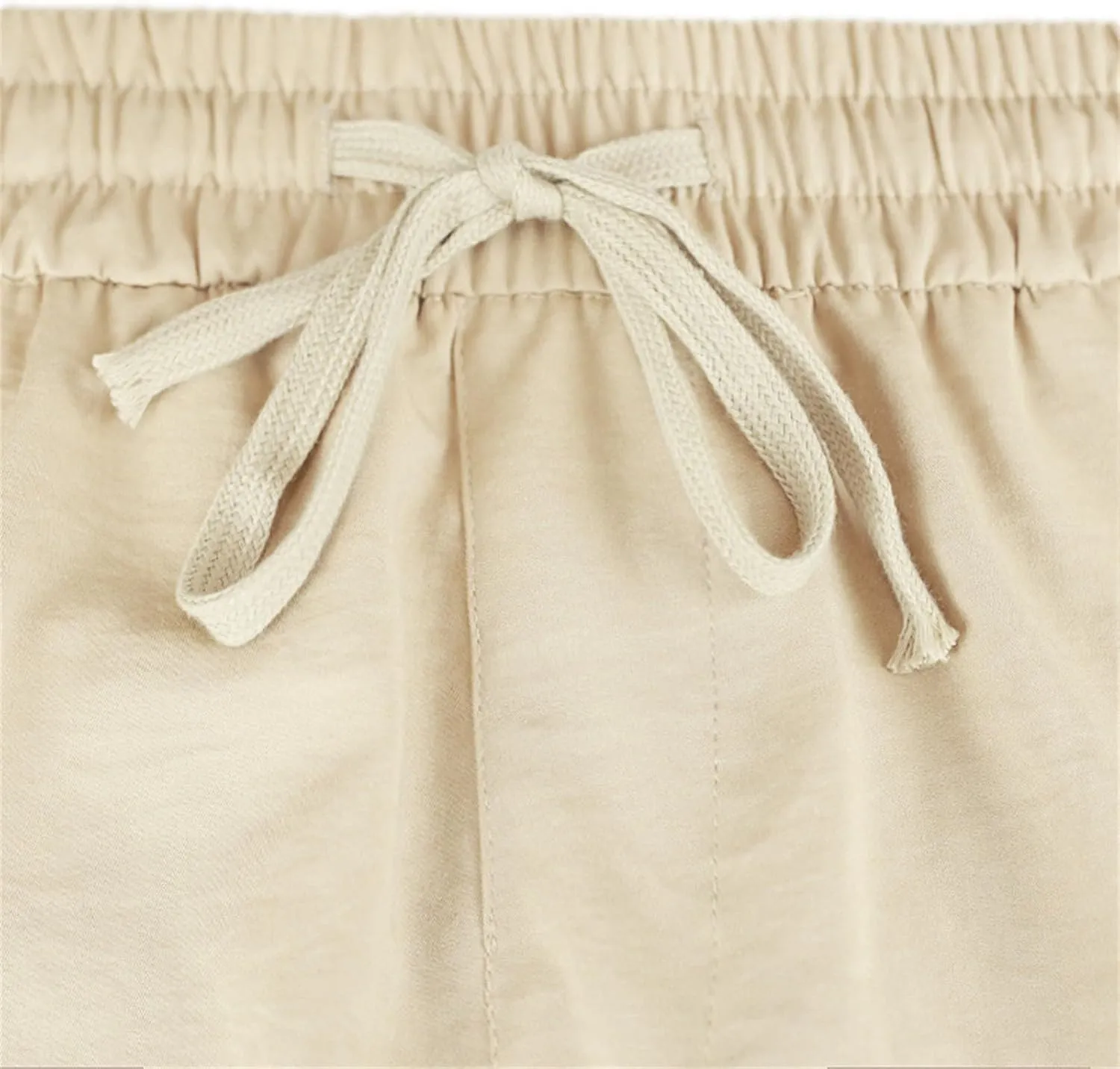Men's Shorts Casual Cotton Linen Elastic Waist Summer Beach Vacation Shorts with Multi-Pocket