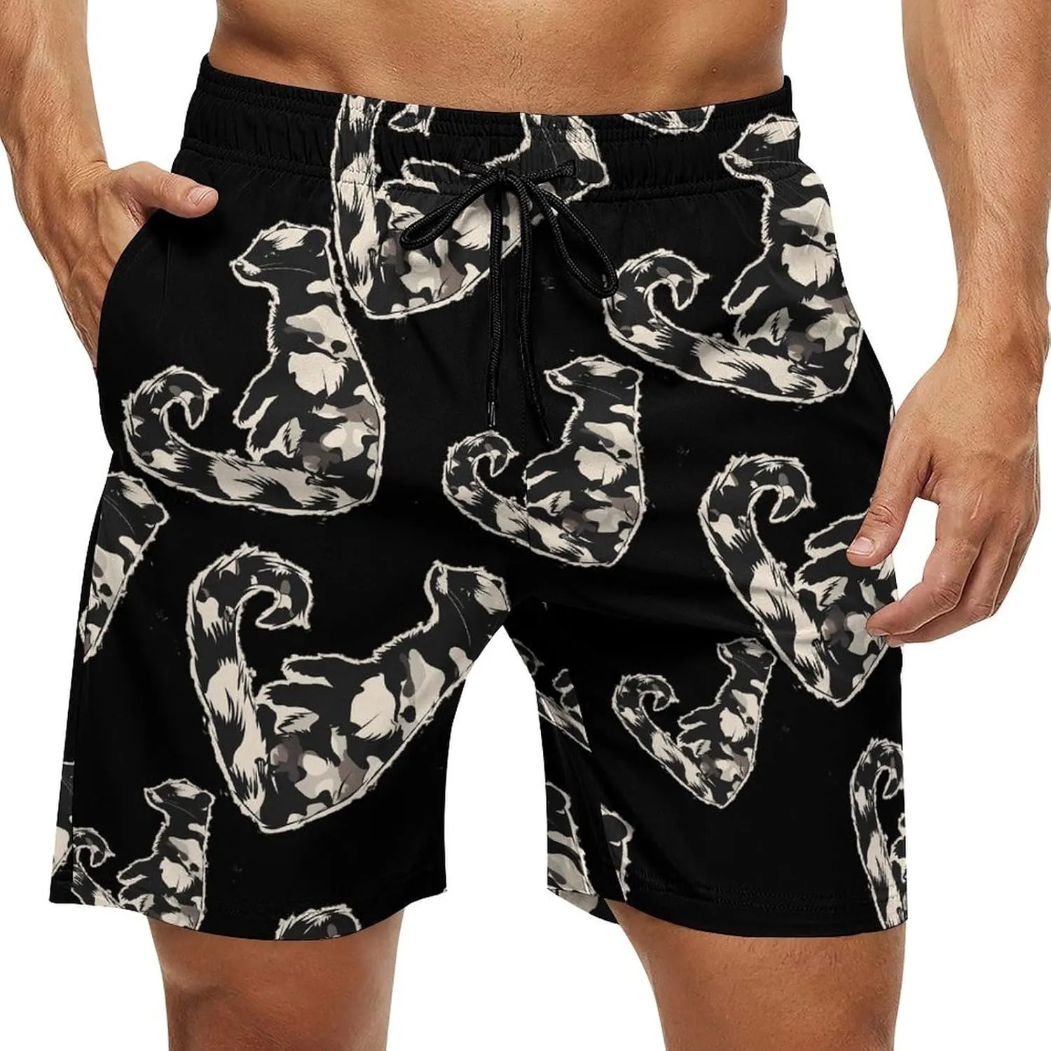 Mink Camouflage Men's Swim Trunks Quick Dry Board Shorts Breathable Summer Beach Shorts Bathing Suits