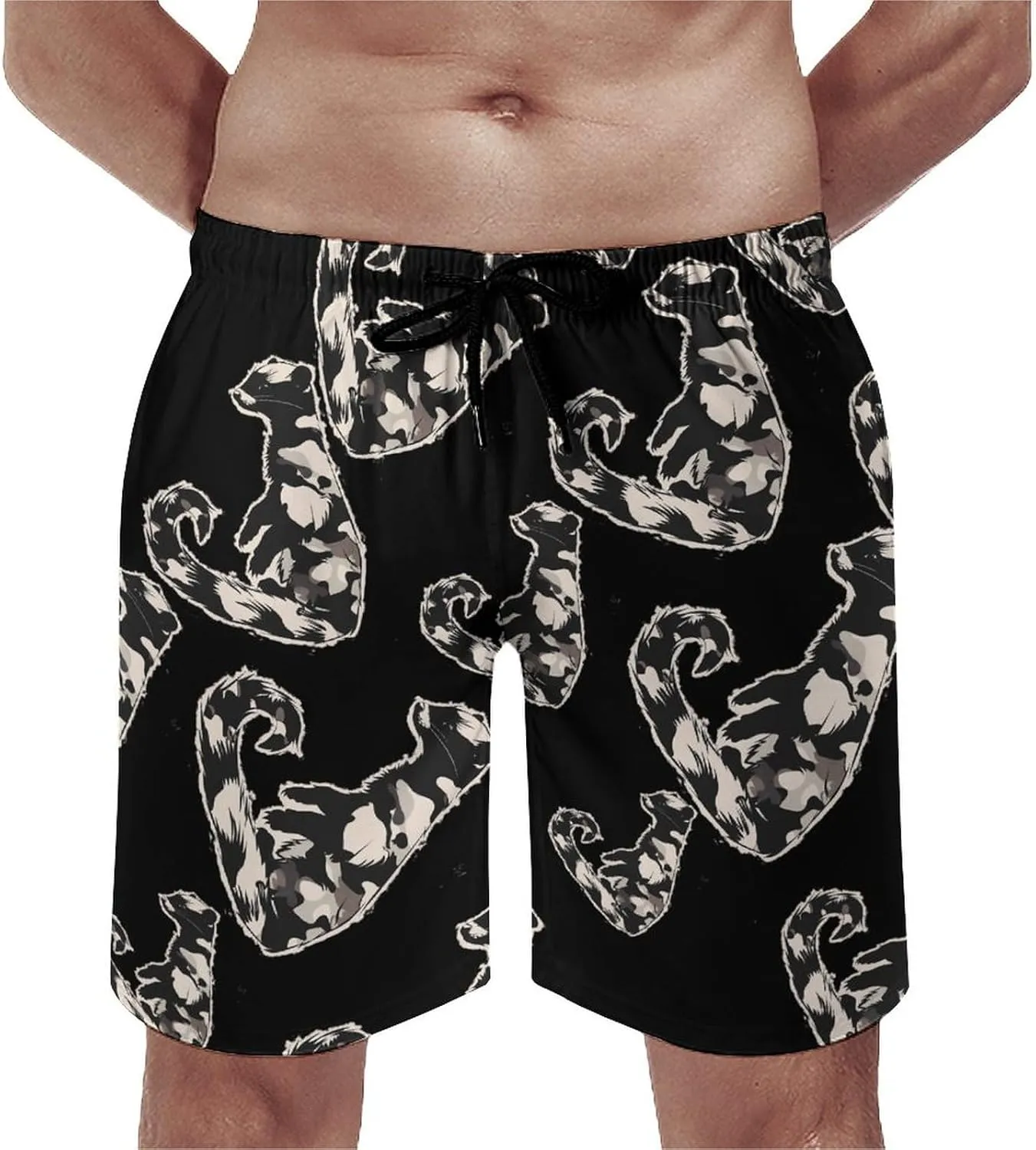 Mink Camouflage Men's Swim Trunks Quick Dry Board Shorts Breathable Summer Beach Shorts Bathing Suits