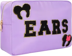 Mouse Ears Bag Travel Case Hair Accessories Organizer Bow Mouse Ears Headbands Holder Storage Nylon Large Chenille Letter Makeup Bag Park Travel Essentials Gifts for Women