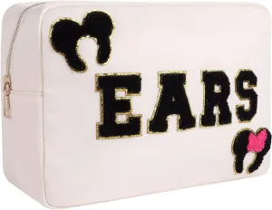 Mouse Ears Bag Travel Case Hair Accessories Organizer Bow Mouse Ears Headbands Holder Storage Nylon Large Chenille Letter Makeup Bag Park Travel Essentials Gifts for Women